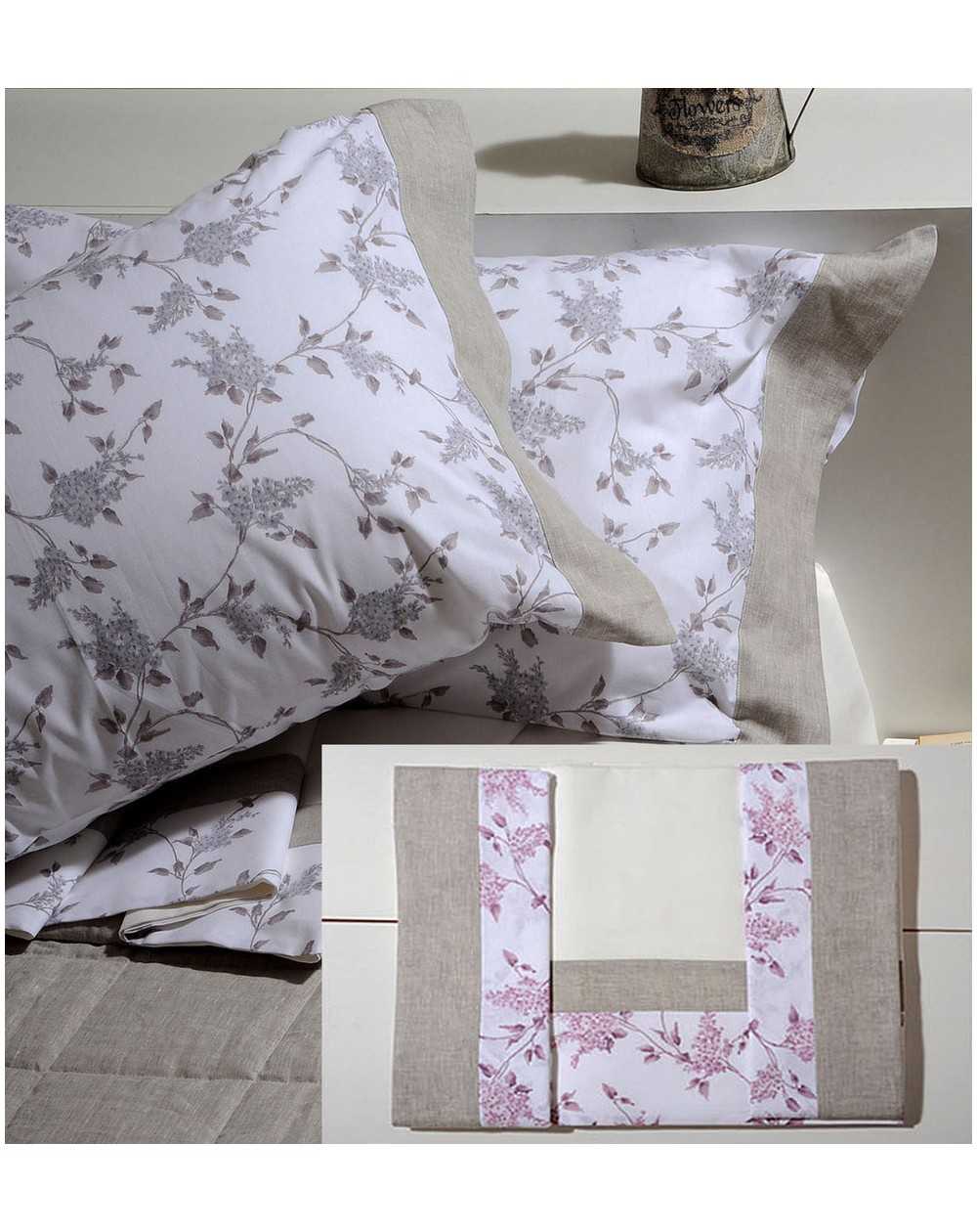 Set Lenzuola Matrimoniale Floreale Rafael Lilla Beige Cotone Arte Fiorentina Set Lenzuola Matrimoniale Floreale Rafael Lilla Beige Cotone Arte Fiorentina