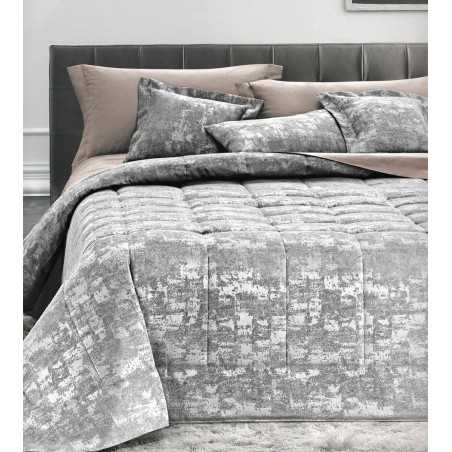 Copriletto Trapuntato Matrimoniale Trapuntino Jacquard Alma Grigio Argento