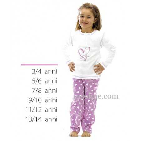 Pigiama felpato lungo Tuta Ragazza SWEET YEARS in Jersey Interlok