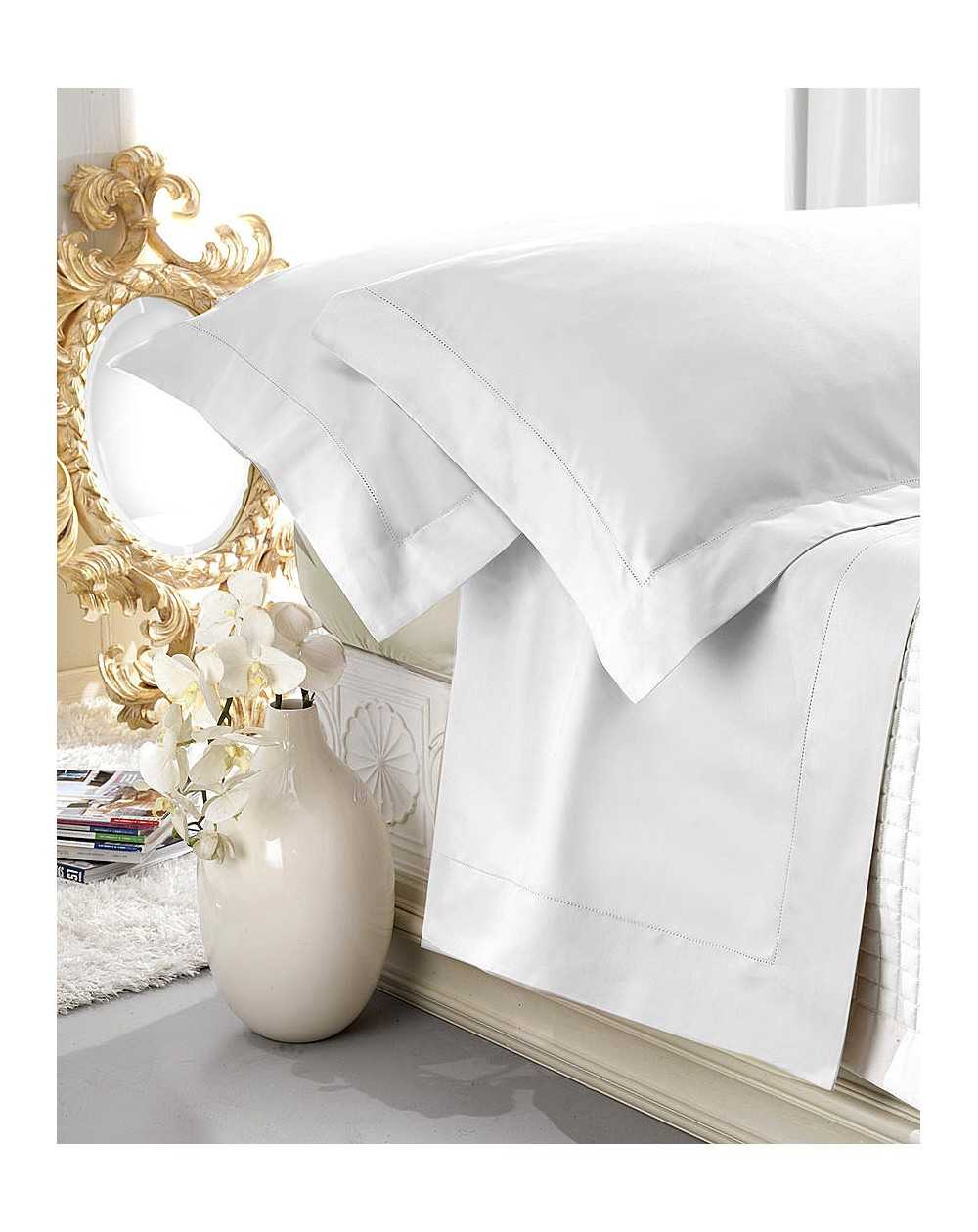 Set de draps en satin blanc 100% coton