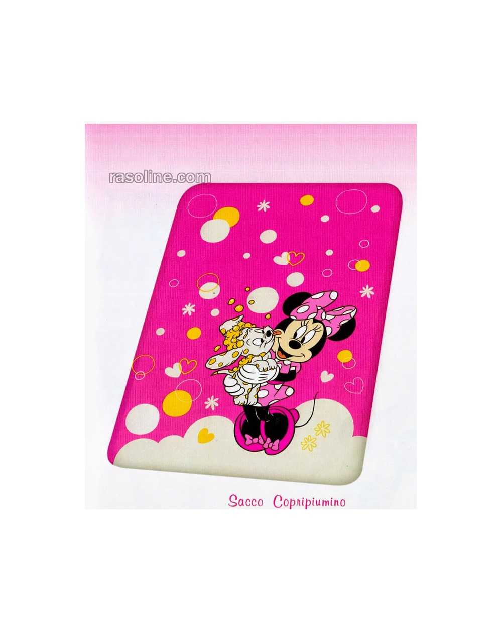 Sacco Copripiumino Minnie e Bella Esclusiva Linea Puzzle Di Caleffi- Colore Fuxia