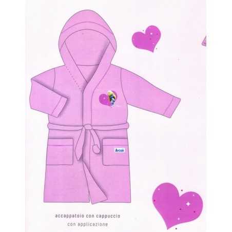 Accappatoio Puffo Baby Girl Colore Lilla Tg 0/2 4/6 anni Bassetti