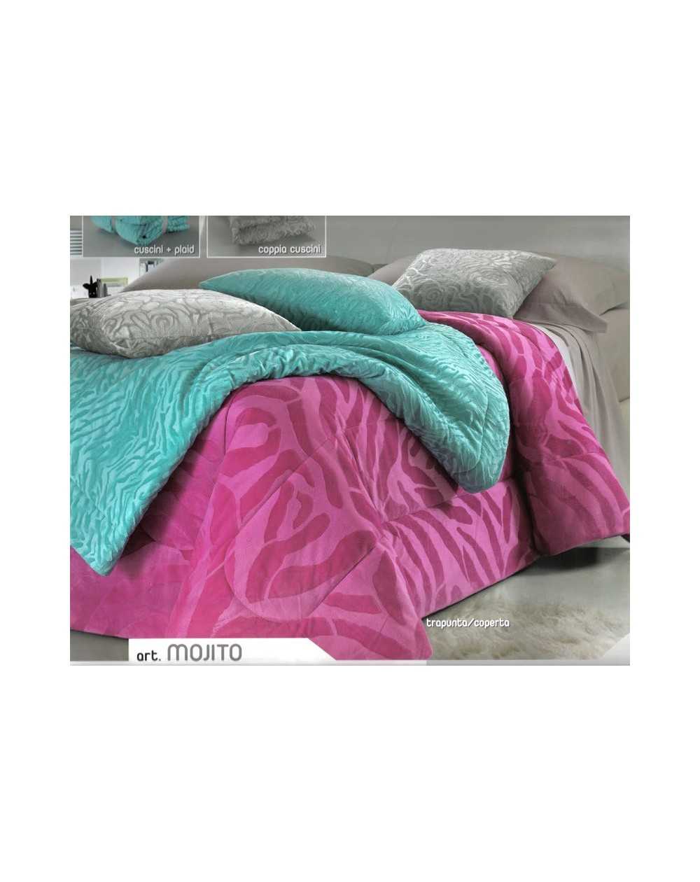 Steppdecke einzelbett maße Microfiber Himmelblau "Mojito" Jacquard