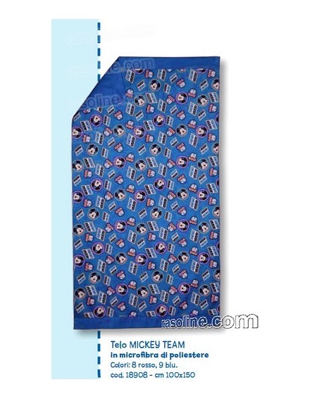 Telo Bagno In Microfibra Topolino Caleffi Colore Blu 100 X 150 Cm