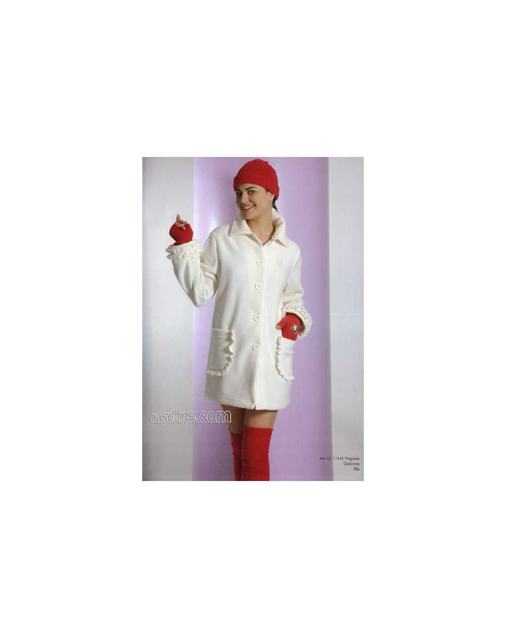 Dressing Gown Pinguino Pile Viscose Embroidery Strass Cream C.T.Versace