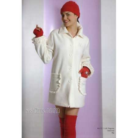 Dressing Gown Pinguino Pile Viscose Embroidery Strass Cream C.T.Versace