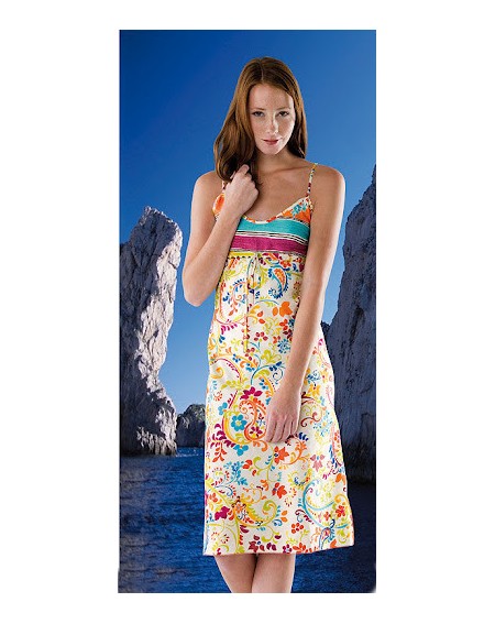CAMICIA DA NOTTE Abito estivo in puro cotone AMALFI linea GRANFOULARD