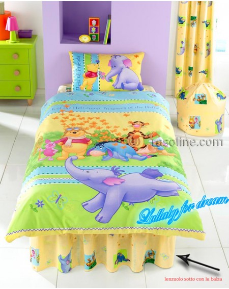 Lenzuolo sotto con la balza una piazza " Winnie the Pooh " HEFFALUMP