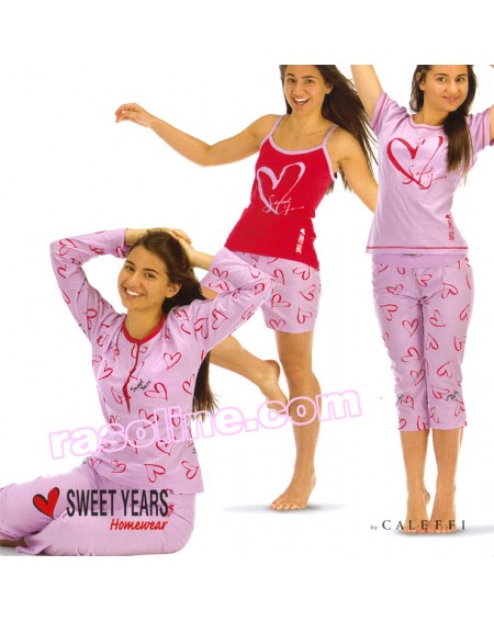 Schlafanzug Frauen Sweet Years Caleffi Sml rot