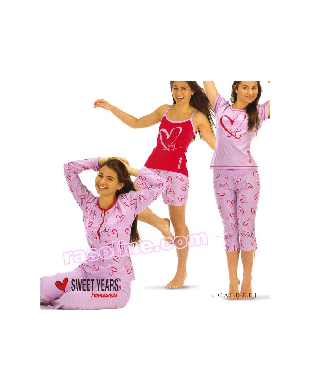 Pigiama Corto Tuta Donna Sweet Years Caleffi Sml Rosso