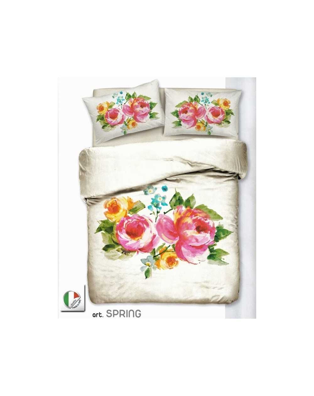 Copripiumino Lenzuola Matrimoniale in Raso di puro cotone Spring