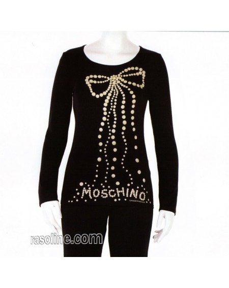 Maglia Moschino Underwear Manica Lunga Farbe Schwarz Viscose