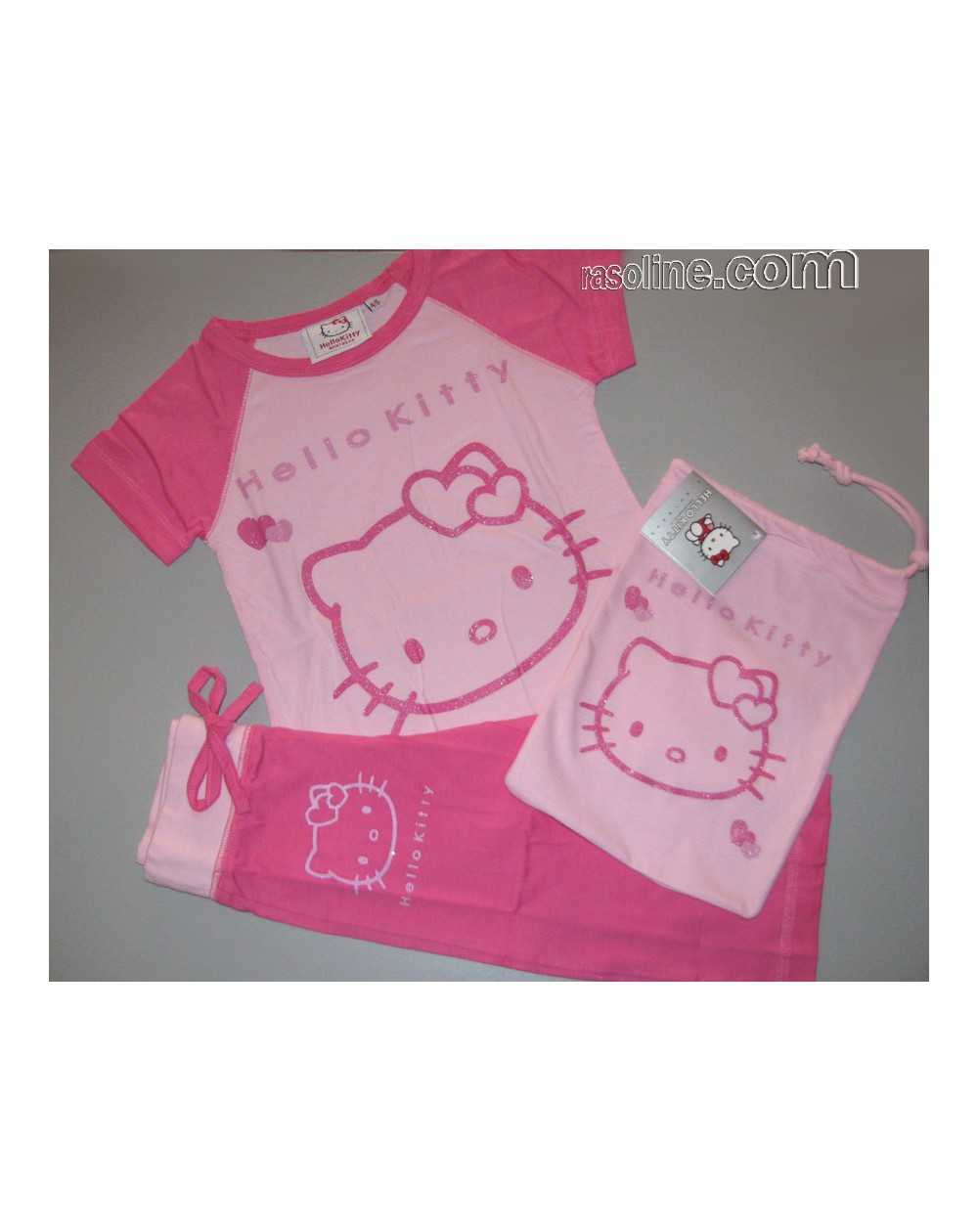 Schlafanzug Hello Kitty Out Line Gabel Made In Italy 4-11 Jahre