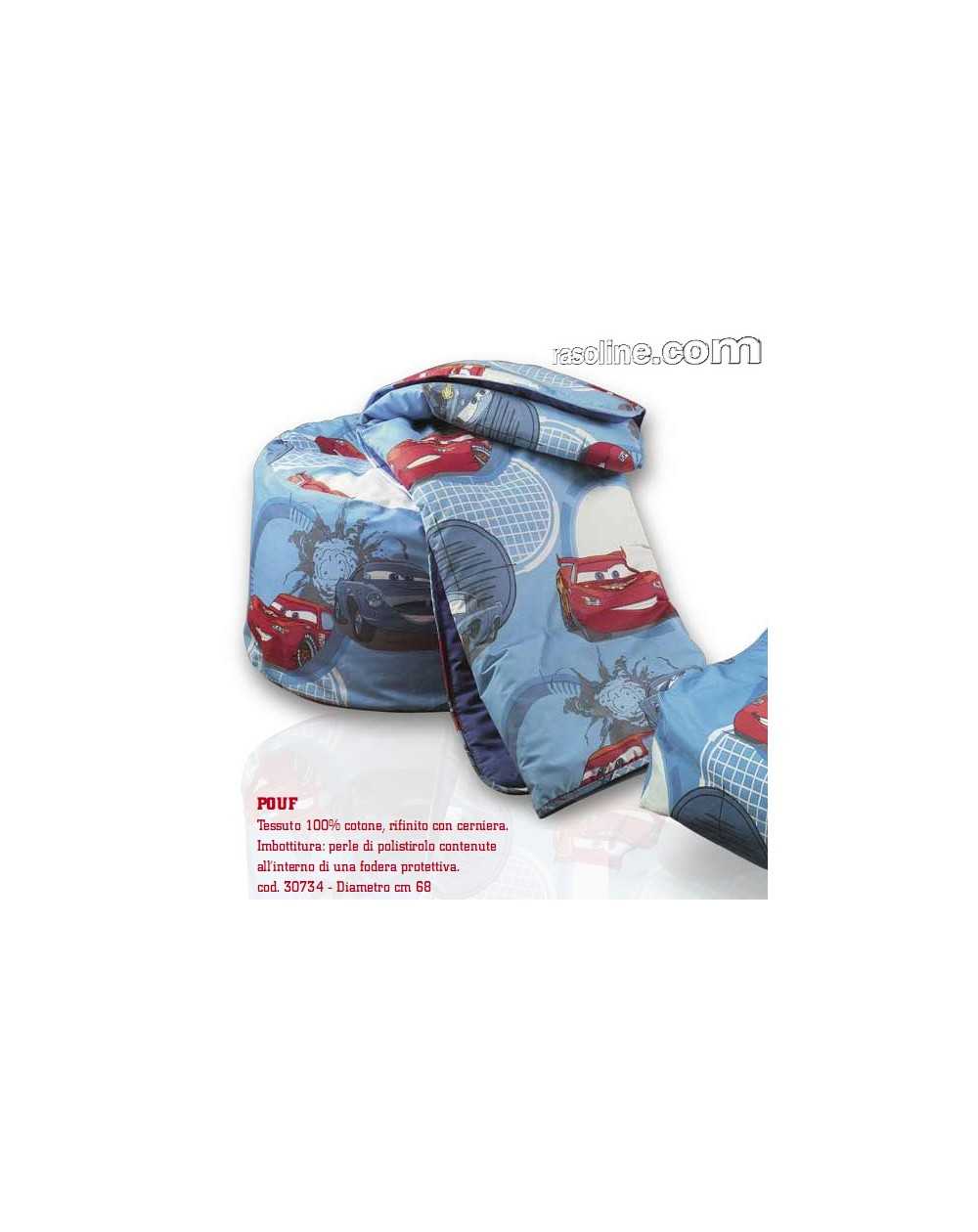 Pouf Cars Go Disney Caleffi Cm 68 en coton