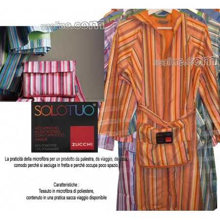Accappatoio In Microfibra Zucchi Solo Tuo Arancio Con Cappuccio E Tasche
