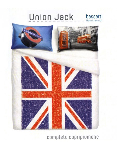 Duvet Set cover a fitted sheet and two pillow cases Union Jack BY BASSETTI