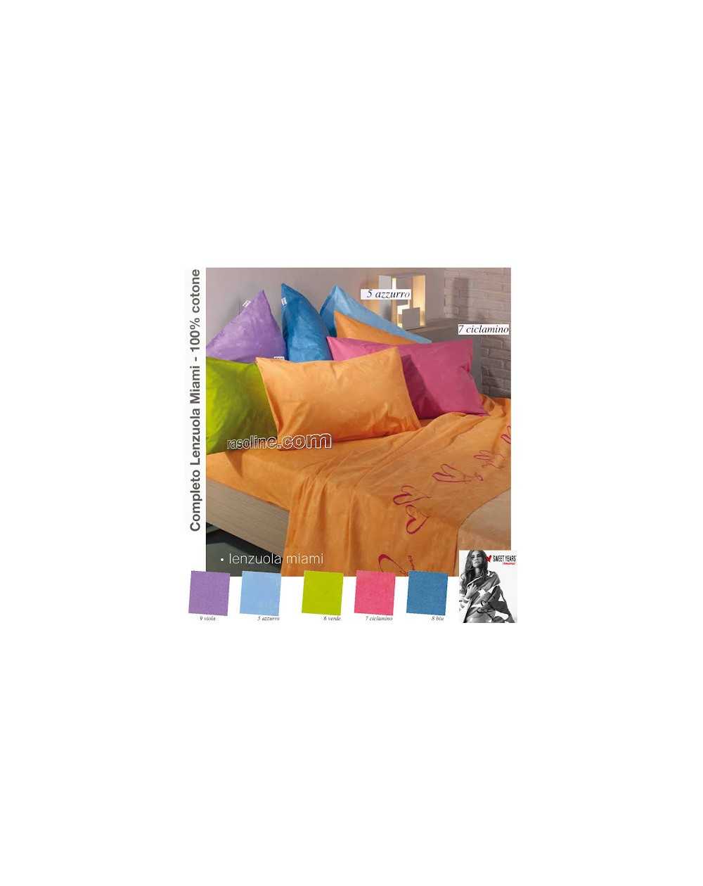 Completo Lenzuola Una Piazza Sweet Years Miami Caleffi colore fuxia