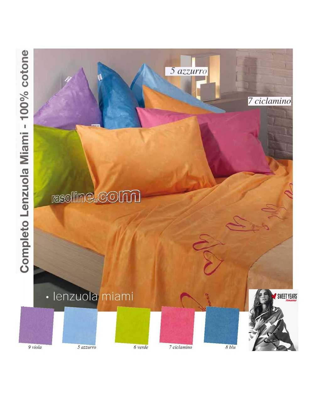 Garnitur Bettlaken einzelbett maße Sweet Years Miami Farbe Himmelblau