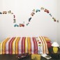 Wall sticker for boys fire truck, racing cars, police car, delivery van 42 stickers