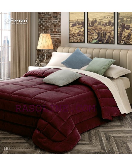 Steppdecke Winterdecke Samt Lilli bordeaux