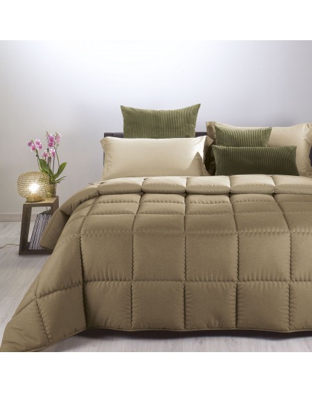 Winter Quilt Comforter Modern Double face Taupe Caleffi 260x260cm