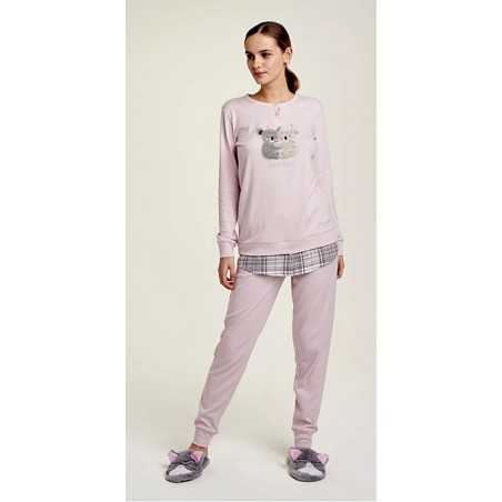 Pigiama da Donna Tuta in Caldo Cotone Grigio - Rosso Noidinotte \