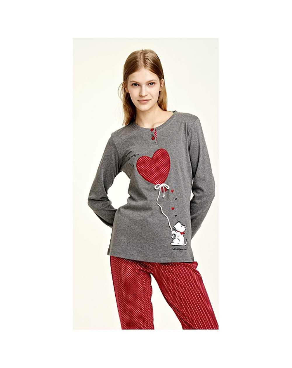 Pigiama da Donna Tuta in Caldo Cotone Grigio - Rosso Noidinotte \