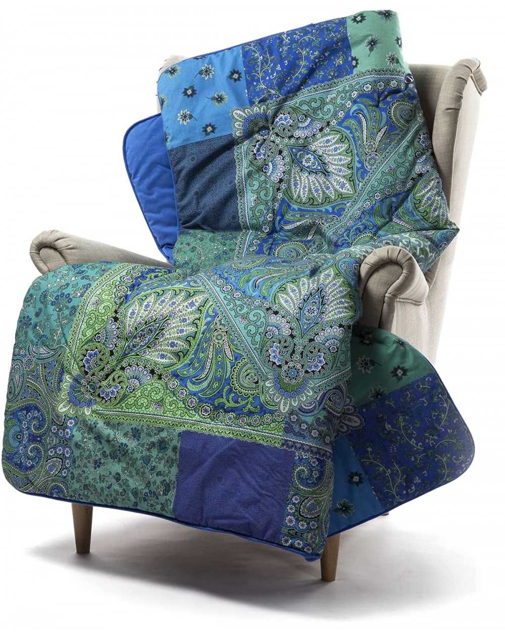 Bohemian Plaid Imbottito Scaldotto Caleffi Blu