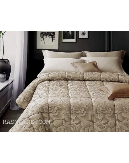 Couette d'hiver pour lit double Flower Taupe Jacquard Satin