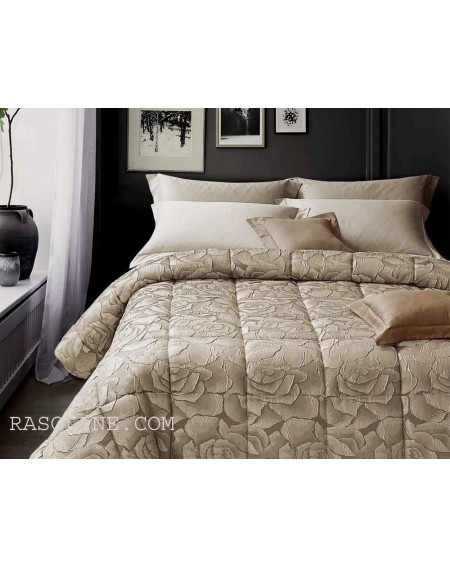 Winter Double Quilt Flower Dove Gray In Jacquard Satin