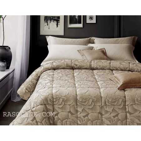 Couette d'hiver pour lit double Flower Taupe Jacquard Satin