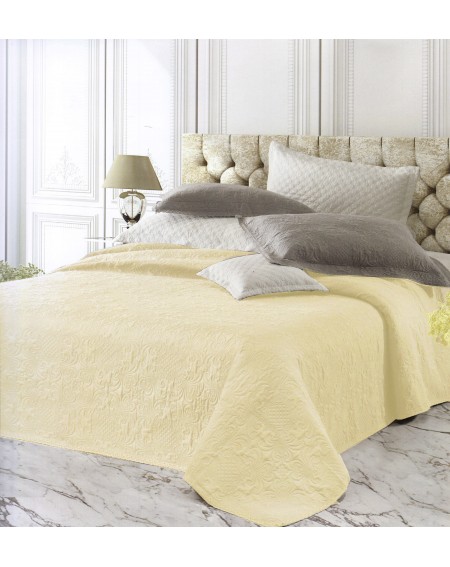 Quilted Bedcover Double White Optic Quilted Bed of Pure Cotton "Ines"