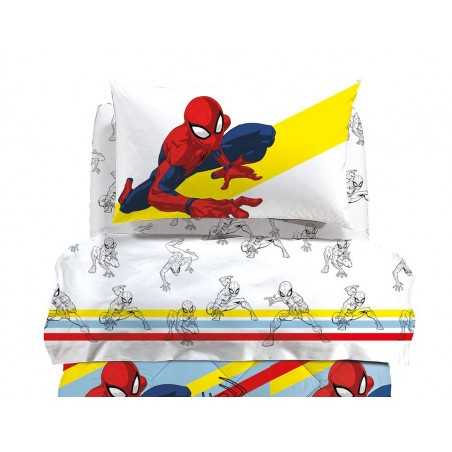 Bettwäsche Garnitur Spannbettlaken Bettlaken SPIDERMAN Color Marvel Bassetti