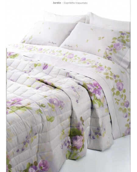 Prestigioso Copriletto Trapuntato Matrimoniale Laura Biagiotti Jardin