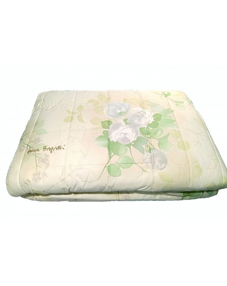Copriletto Trapuntato Matrimoniale Raso Crema Biagiotti Jardin