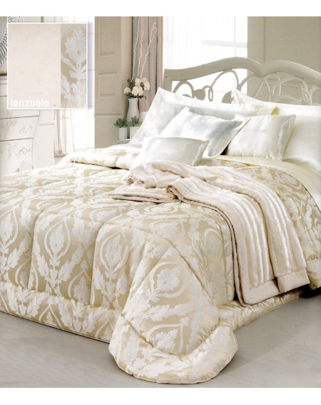 Elegante Copriletto Trapuntato Matrimoniale Trapuntino Jacquard Sissi Avorio GFF stile BAROCCO