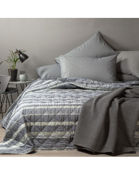 Mid-season quilted bedspread in cotton Sky blu