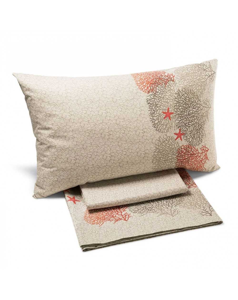 Completo Lenzuola Coralli Sabbia Per Letto Matrimoniale - Caleffi