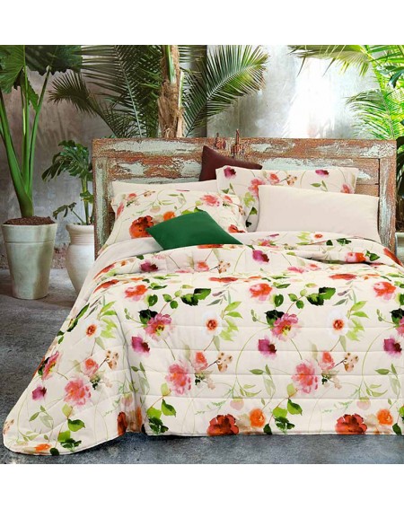 Copriletto Trapuntato Matrimoniale Trapuntino Microfibra Primavera 7a Floreale