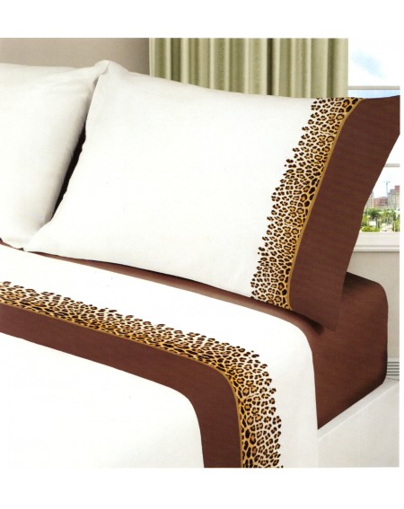 Completo Lenzuola Matrimoniale Puro Cotone Leopardato Manterol