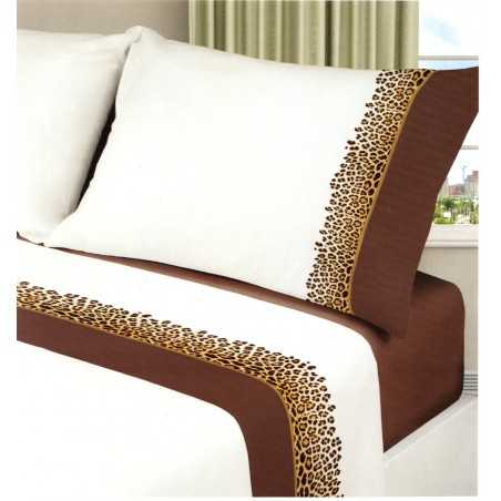 Completo Lenzuola Matrimoniale Puro Cotone Leopardato Manterol