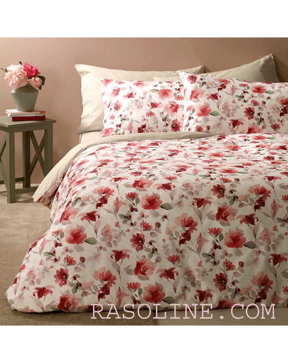 Housse de couette, Drap de dessous et 4 Taies d'oreiller Flowery Zucchi