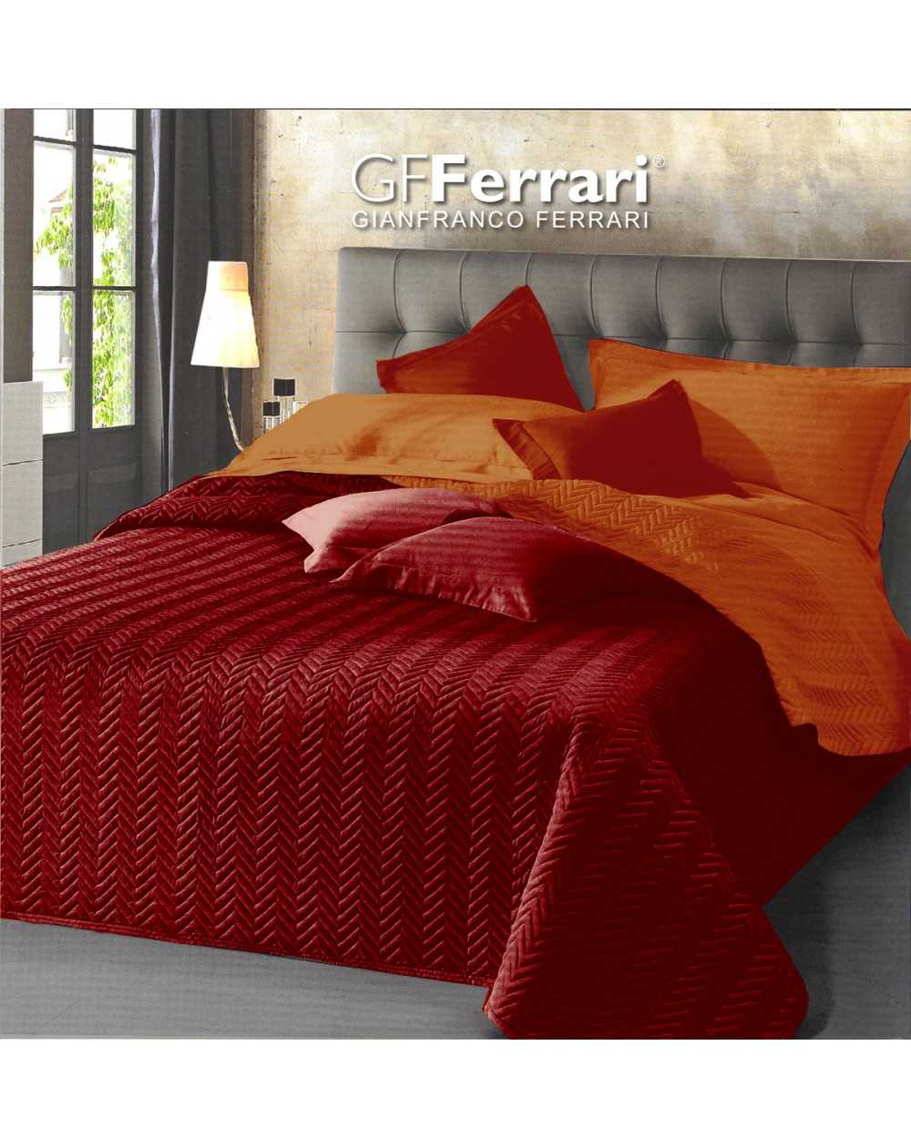 Copriletto Trapuntato Clio Trapuntino Una Piazza Double Face Rosso - Arancio