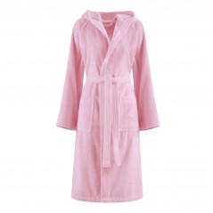Bassetti Plain Pink Bathrobe with Hood and Pockets