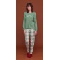 Women's Pyjamas in Warm Green Cotton with Plaid Pants Noidinotte Women's Pyjamas in Warm Green Cotton with Plaid Pants Noidinotte