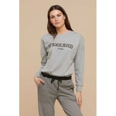 Women's Pyjamas in Warm Cotton Fleece Grey Noidinotte