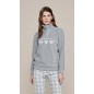 Women's Warm Hearts Jumpsuit Pyjamas in Grey Microflee Noidinotte Women's Warm Hearts Jumpsuit Pyjamas in Grey Microflee Noidinotte