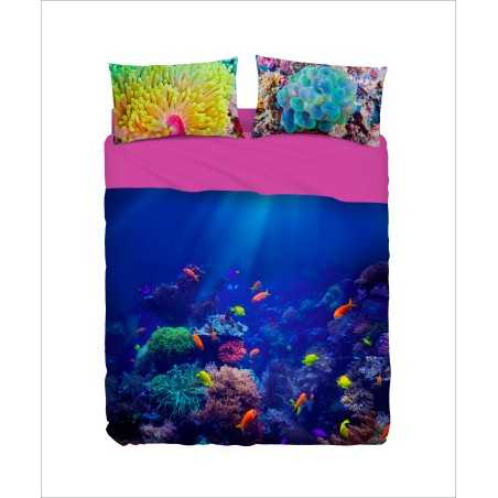 Komplettes Satz Bettwäsche / Tagesdecke CORAL REEF By Bassetti 125 x 200