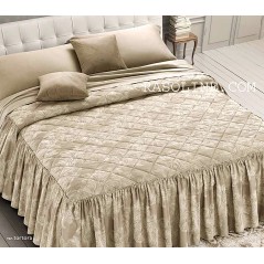 Colcha cama de matrimonio RASO JACQUARD con Volantes Giada Beige GFF