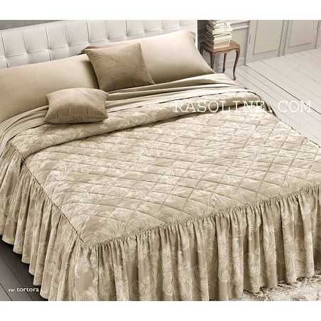 Quilt Beadspread bed-cover in satin Jacquard Giada Taupe